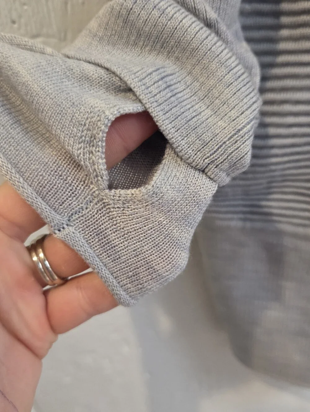 Lululemon Light Gray Blue Open-Front Ribbed Pocket Cardigan Sweater